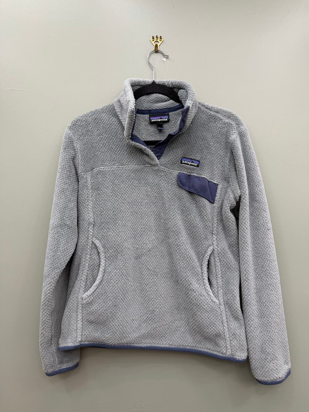 Patagonia Re-Tool Snap-T Fleece Pullover Women M Gray Blue Polartec